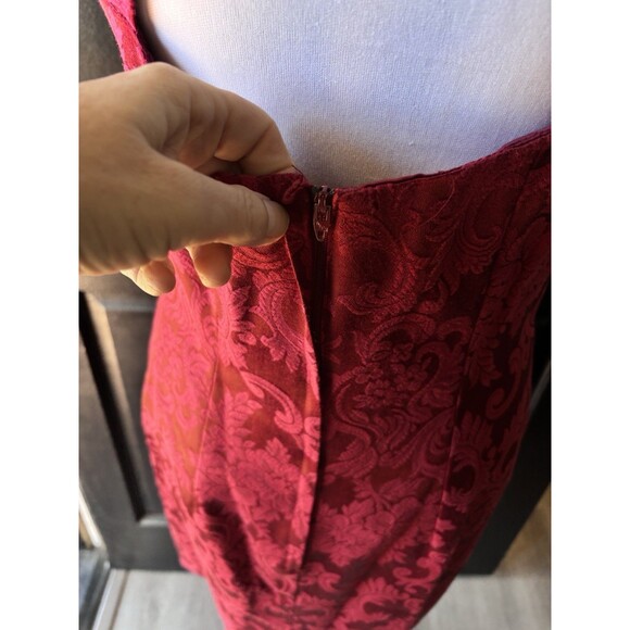 Vtg 80s Brocade Whimsigoth Lace Trim With Asymmetrical Blazer Sheath Dress Set 8 - Picture 8 of 16